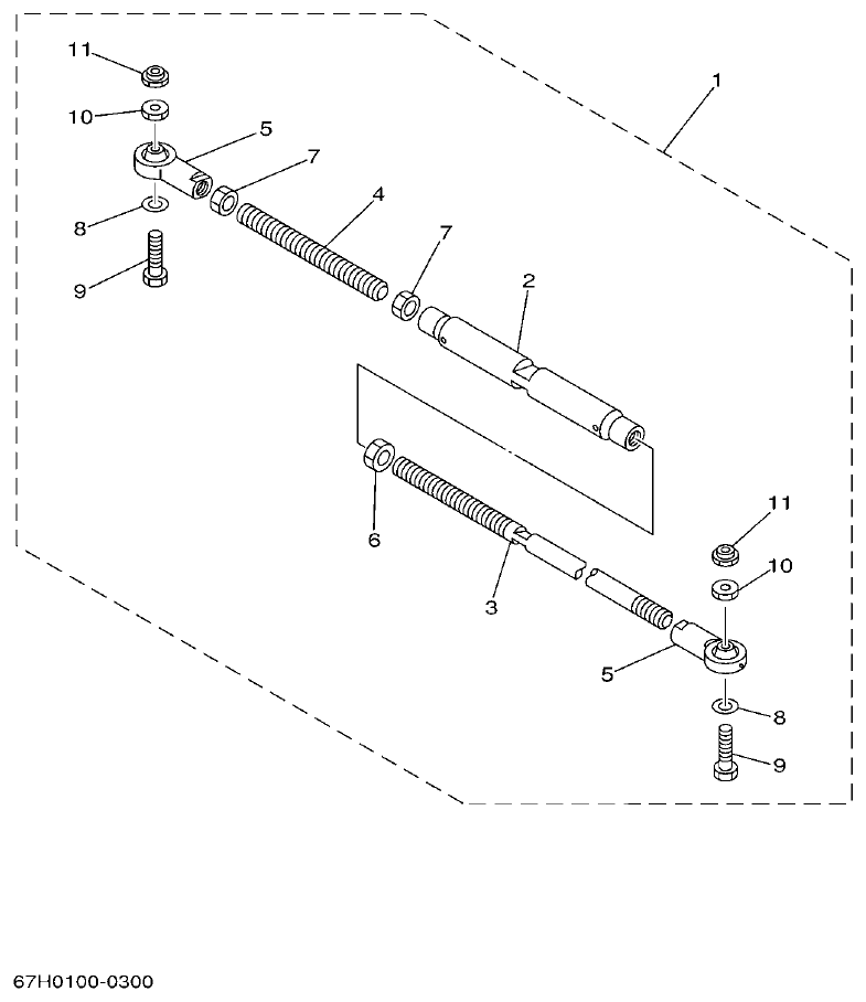 Yamaha F300DET, FL300DET STEERING GUIDE ATTACHMENT 2 parts diagram